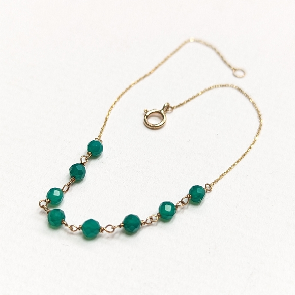 14k Gold and Green Onyx Bracelet - Picture 3 of 3